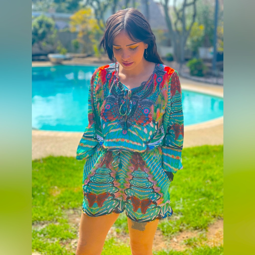 Shahida Paradis Short Silk Romper dress -Avatar